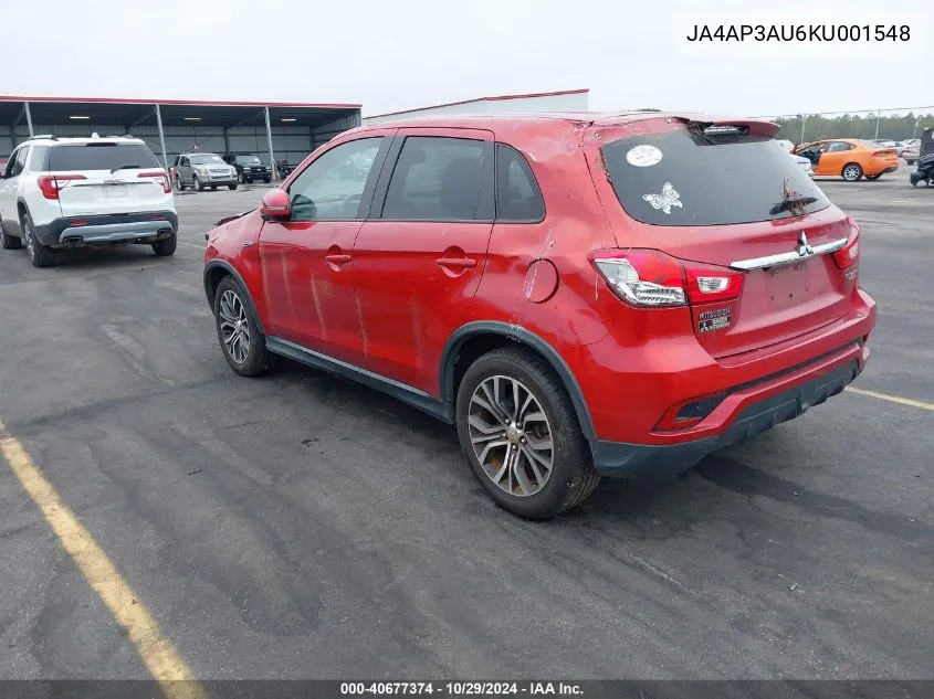 2019 Mitsubishi Outlander Sport 2.0 Es VIN: JA4AP3AU6KU001548 Lot: 40677374