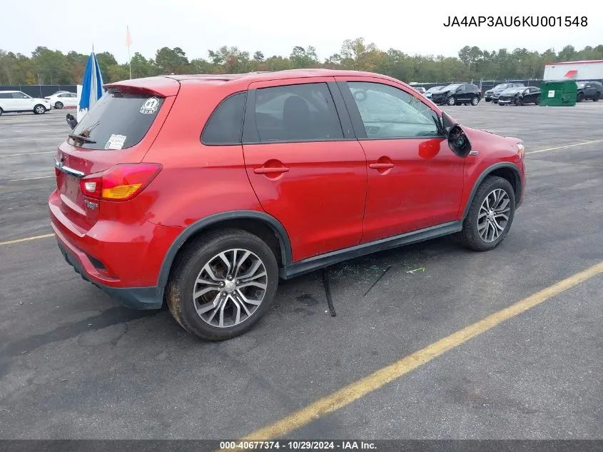 2019 Mitsubishi Outlander Sport 2.0 Es VIN: JA4AP3AU6KU001548 Lot: 40677374