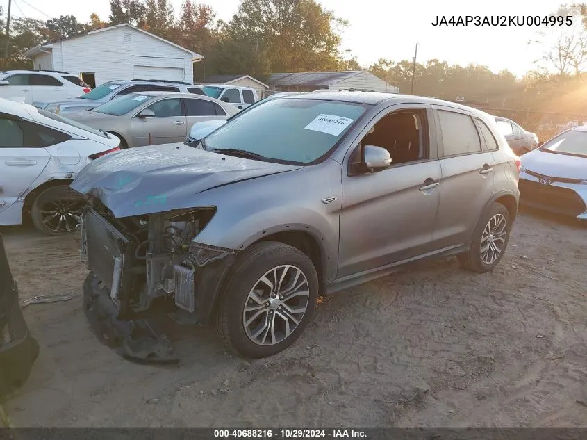 2019 Mitsubishi Outlander Sport 2.0 Es VIN: JA4AP3AU2KU004995 Lot: 40688216