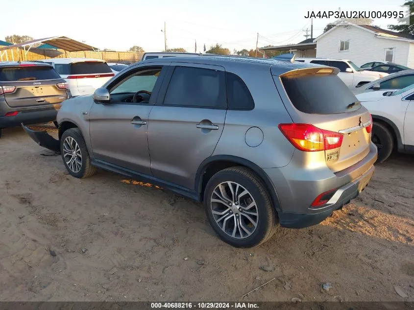 2019 Mitsubishi Outlander Sport 2.0 Es VIN: JA4AP3AU2KU004995 Lot: 40688216