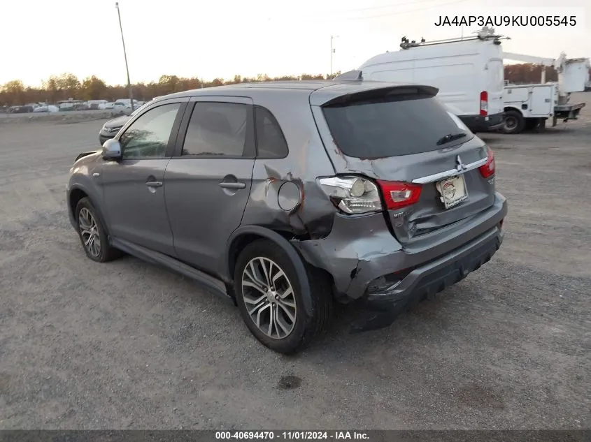 2019 Mitsubishi Outlander Sport 2.0 Es VIN: JA4AP3AU9KU005545 Lot: 40694470