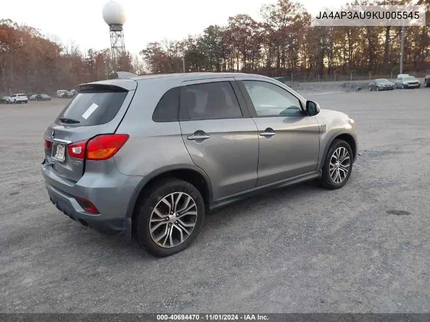 2019 Mitsubishi Outlander Sport 2.0 Es VIN: JA4AP3AU9KU005545 Lot: 40694470