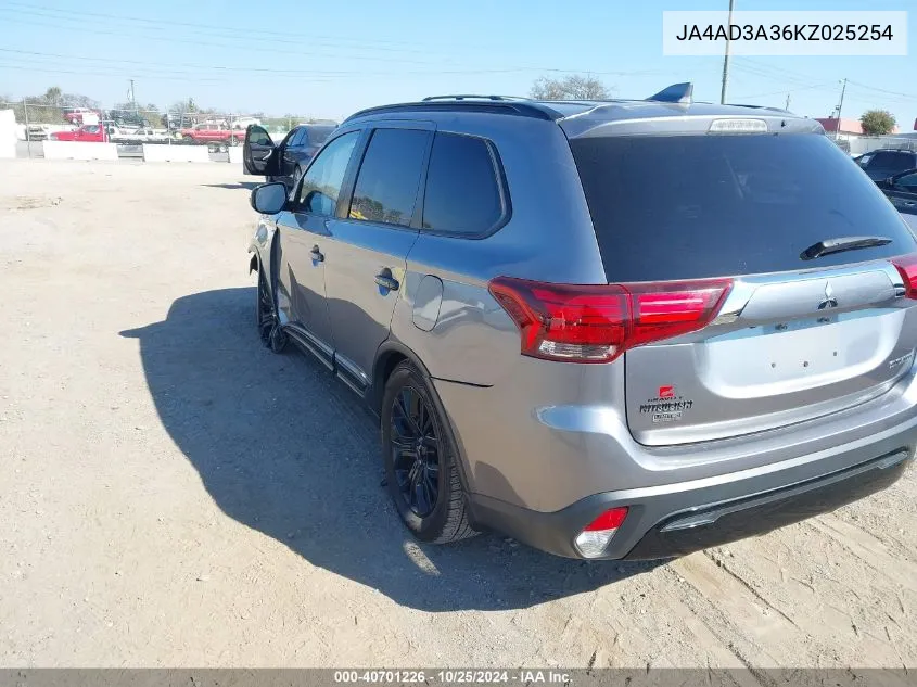 2019 Mitsubishi Outlander Le VIN: JA4AD3A36KZ025254 Lot: 40701226