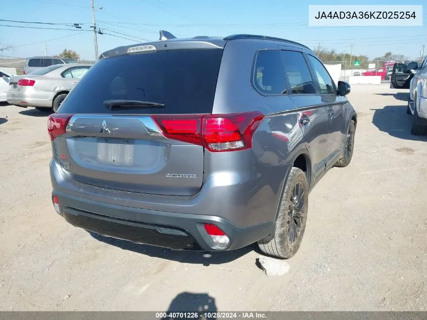 2019 Mitsubishi Outlander Le VIN: JA4AD3A36KZ025254 Lot: 40701226