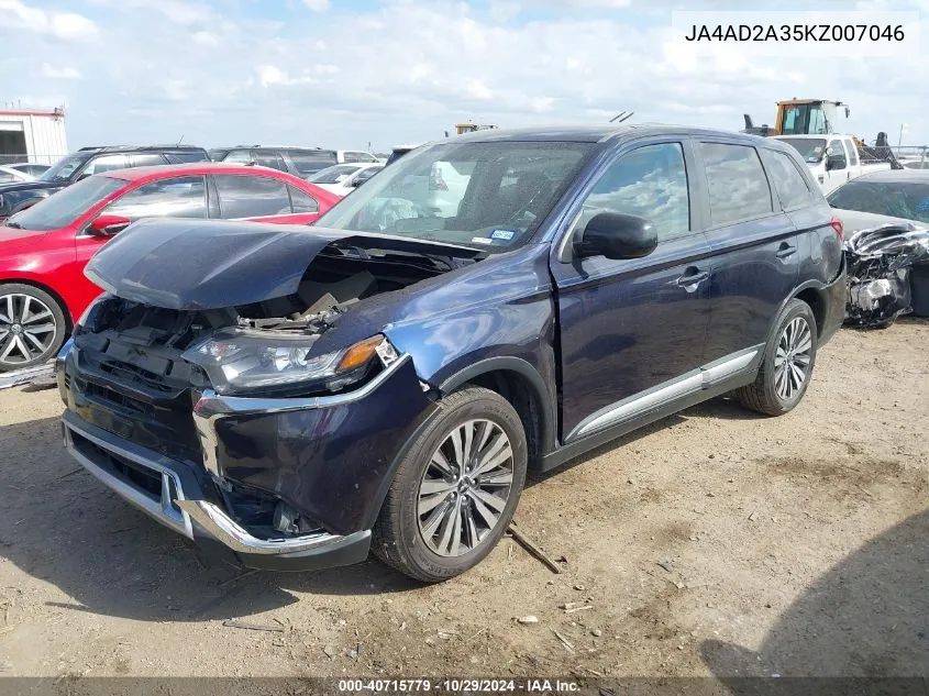 2019 Mitsubishi Outlander Es VIN: JA4AD2A35KZ007046 Lot: 40715779