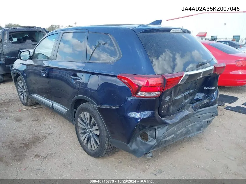 2019 Mitsubishi Outlander Es VIN: JA4AD2A35KZ007046 Lot: 40715779