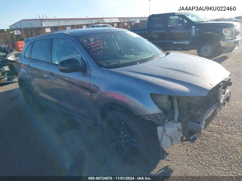 2019 Mitsubishi Outlander Sport 2.0 Sp VIN: JA4AP3AU9KU022460 Lot: 40724570