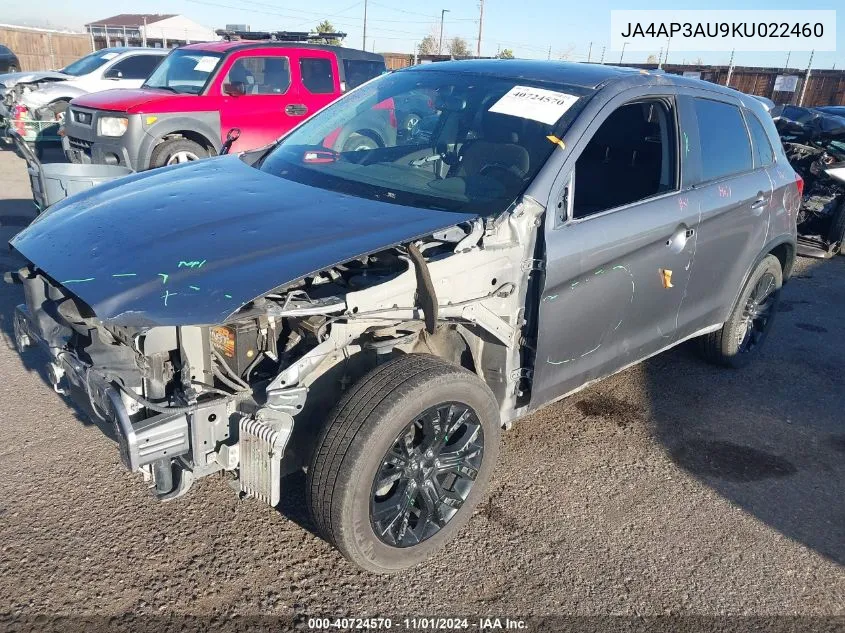 2019 Mitsubishi Outlander Sport 2.0 Sp VIN: JA4AP3AU9KU022460 Lot: 40724570