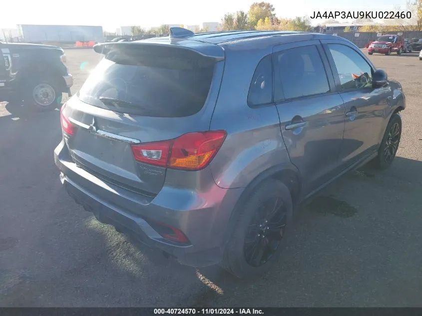 2019 Mitsubishi Outlander Sport 2.0 Sp VIN: JA4AP3AU9KU022460 Lot: 40724570