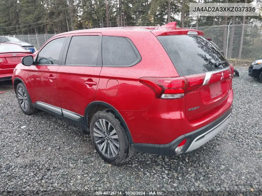 2019 Mitsubishi Outlander Es VIN: JA4AD2A3XKZ037336 Lot: 40726714