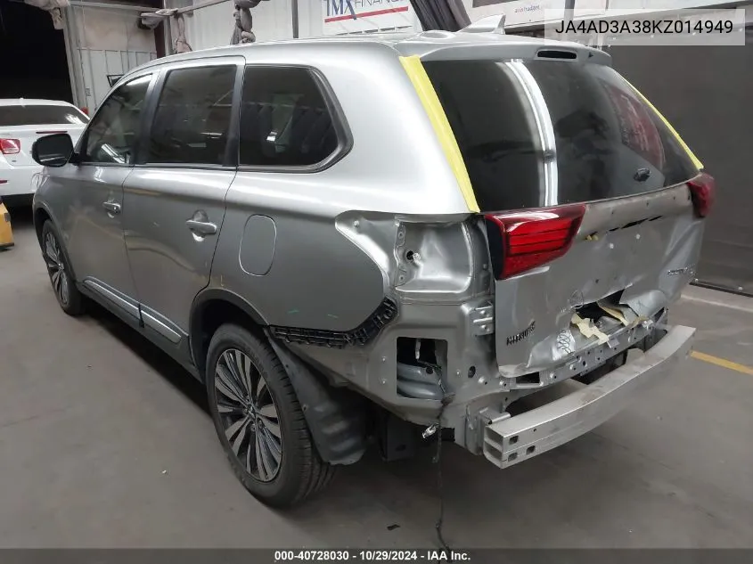 2019 Mitsubishi Outlander Le/Se/Sel VIN: JA4AD3A38KZ014949 Lot: 40728030