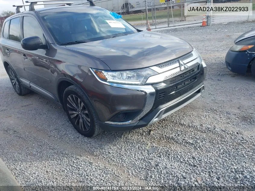 2019 Mitsubishi Outlander Es VIN: JA4AD2A38KZ022933 Lot: 40741753