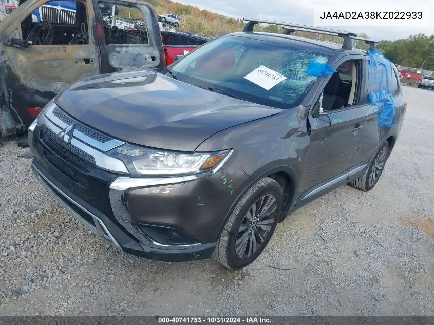 2019 Mitsubishi Outlander Es VIN: JA4AD2A38KZ022933 Lot: 40741753