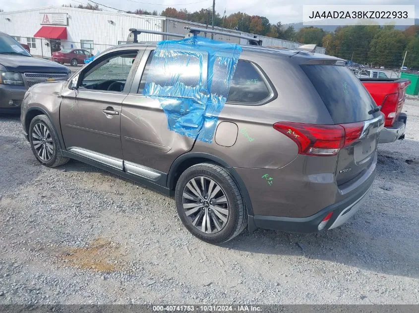 2019 Mitsubishi Outlander Es VIN: JA4AD2A38KZ022933 Lot: 40741753