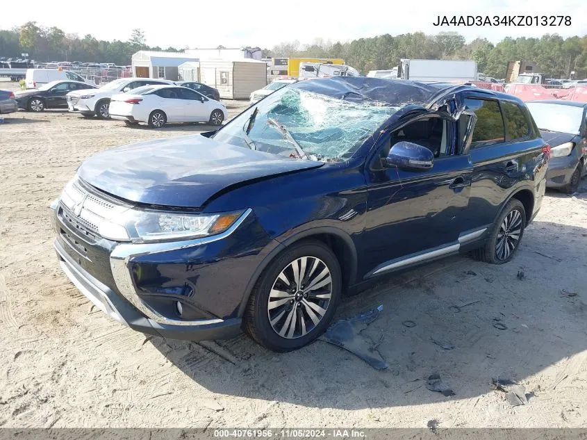 2019 Mitsubishi Outlander Se VIN: JA4AD3A34KZ013278 Lot: 40761956