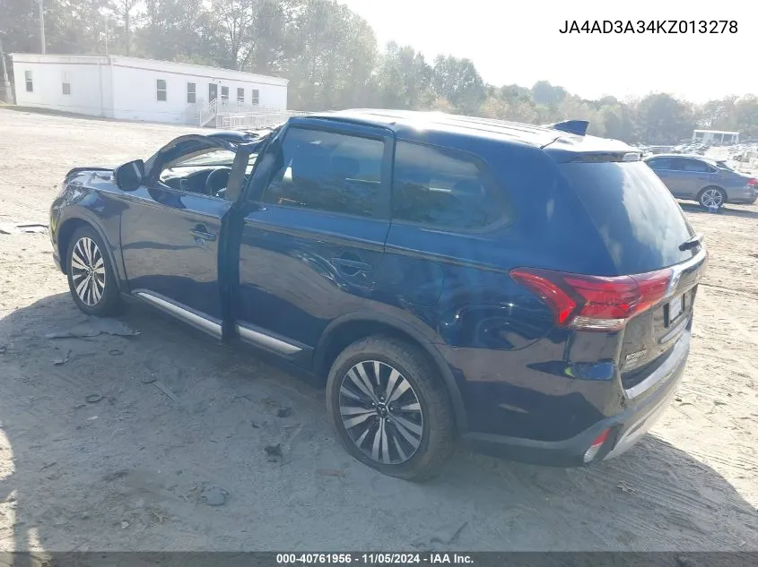 JA4AD3A34KZ013278 2019 Mitsubishi Outlander Se