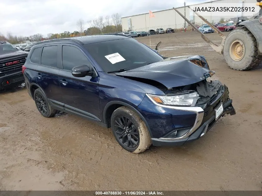 2019 Mitsubishi Outlander Le VIN: JA4AZ3A35KZ025912 Lot: 40788830