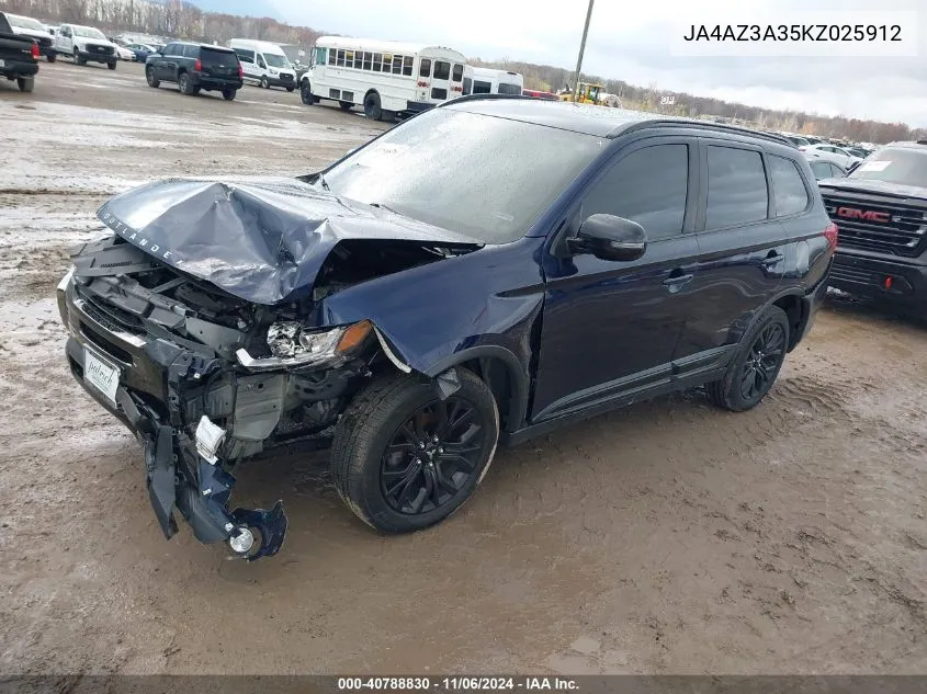 2019 Mitsubishi Outlander Le VIN: JA4AZ3A35KZ025912 Lot: 40788830