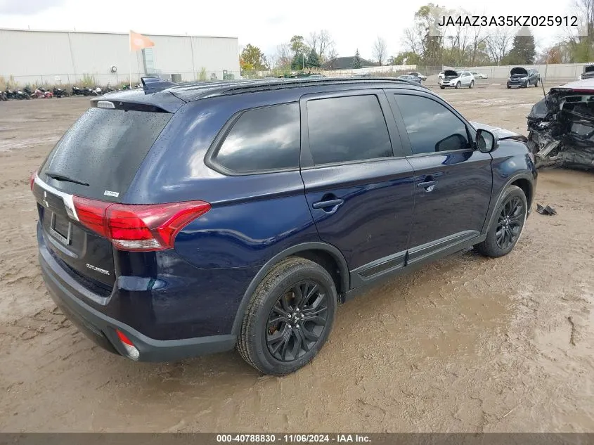 2019 Mitsubishi Outlander Le VIN: JA4AZ3A35KZ025912 Lot: 40788830