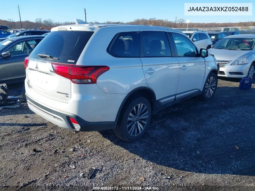 2019 Mitsubishi Outlander Se VIN: JA4AZ3A3XKZ052488 Lot: 40828172