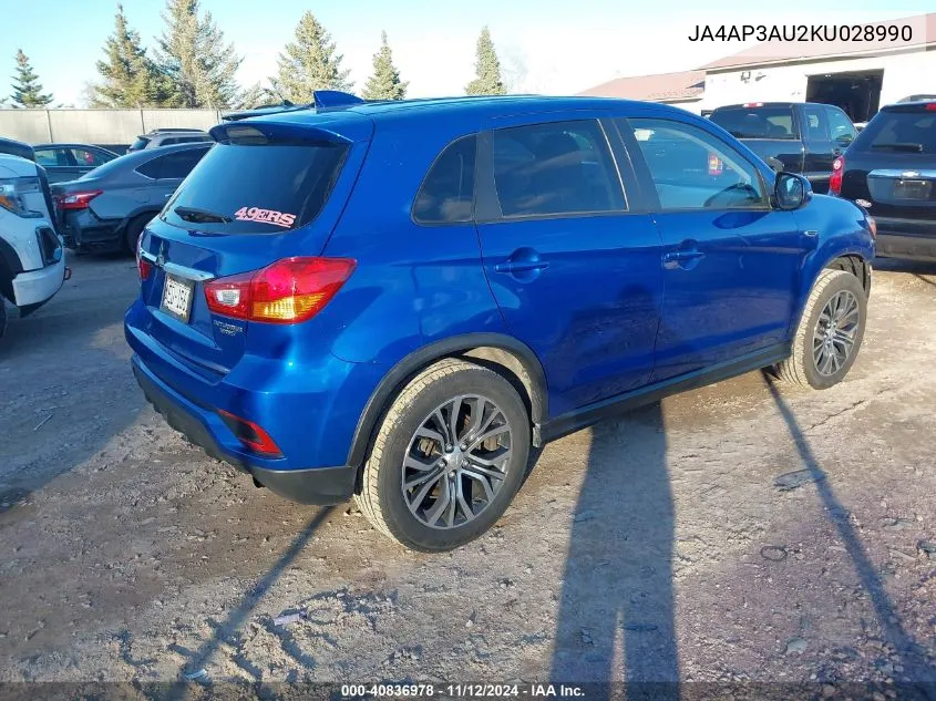 2019 Mitsubishi Outlander Sport 2.0 Es/2.0 Le/2.0 Sp VIN: JA4AP3AU2KU028990 Lot: 40836978