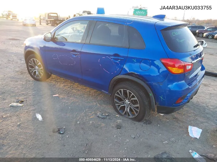 JA4AR3AU3KU033755 2019 Mitsubishi Outlander Sport 2.0 Es