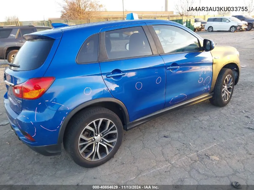 JA4AR3AU3KU033755 2019 Mitsubishi Outlander Sport 2.0 Es