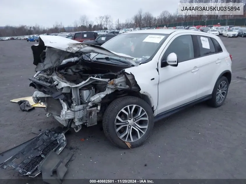 2019 Mitsubishi Outlander Sport 2.0 Es VIN: JA4AR3AU5KU035894 Lot: 40882501