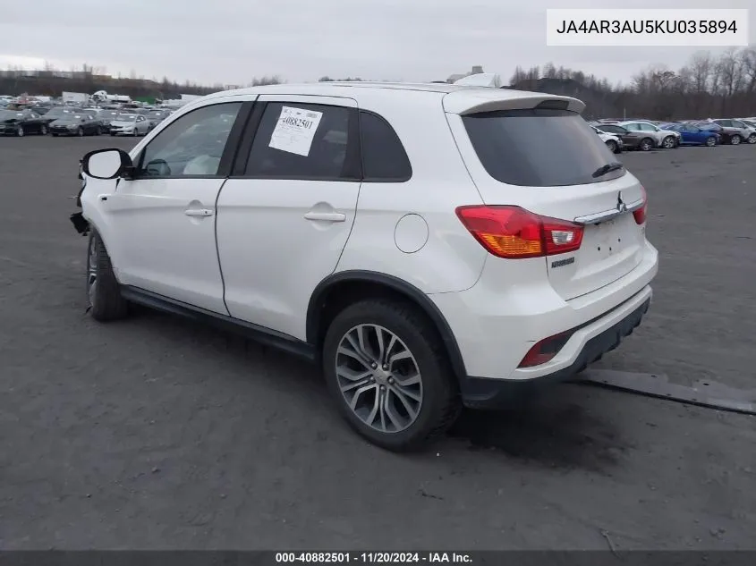 2019 Mitsubishi Outlander Sport 2.0 Es VIN: JA4AR3AU5KU035894 Lot: 40882501