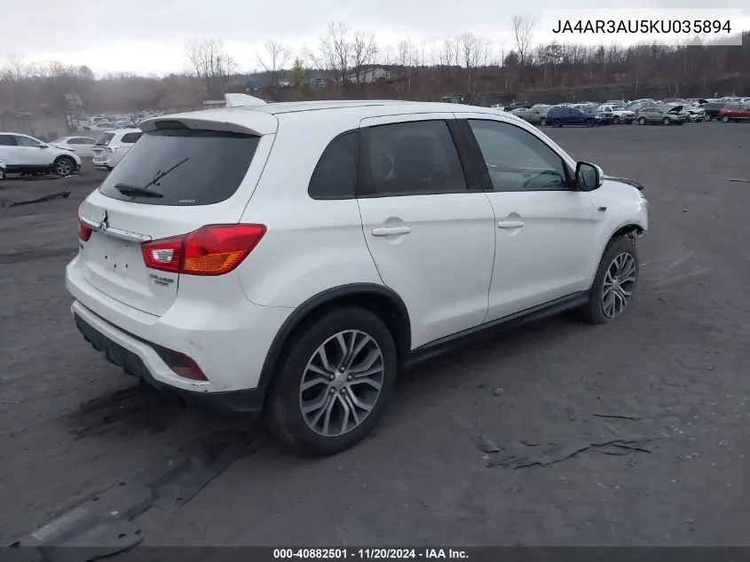 2019 Mitsubishi Outlander Sport 2.0 Es VIN: JA4AR3AU5KU035894 Lot: 40882501