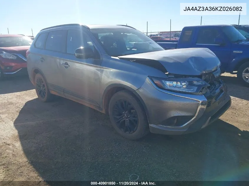 2019 Mitsubishi Outlander Le VIN: JA4AZ3A36KZ026082 Lot: 40901850