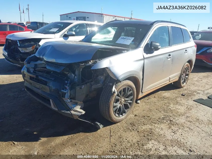 2019 Mitsubishi Outlander Le VIN: JA4AZ3A36KZ026082 Lot: 40901850