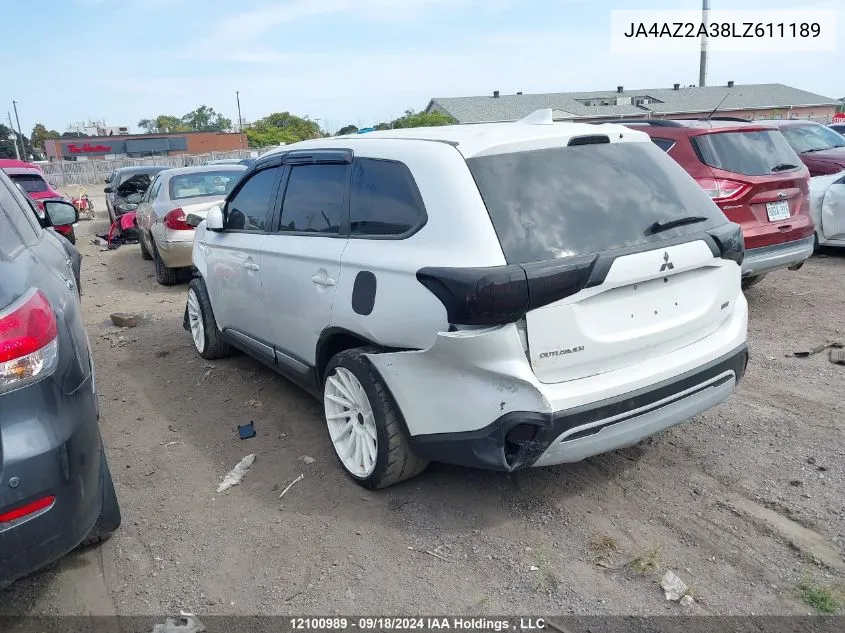 2020 Mitsubishi Outlander VIN: JA4AZ2A38LZ611189 Lot: 12100989