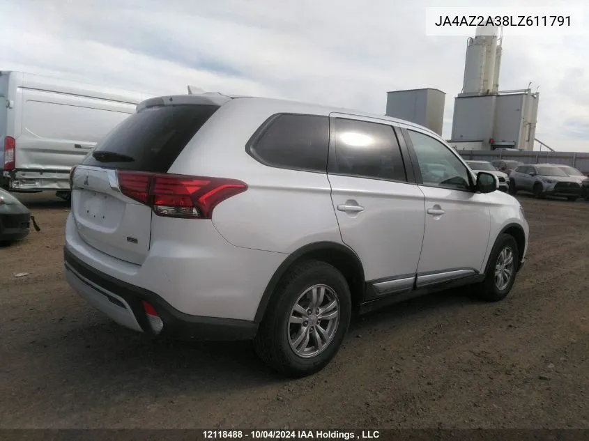 2020 Mitsubishi Outlander VIN: JA4AZ2A38LZ611791 Lot: 12118488