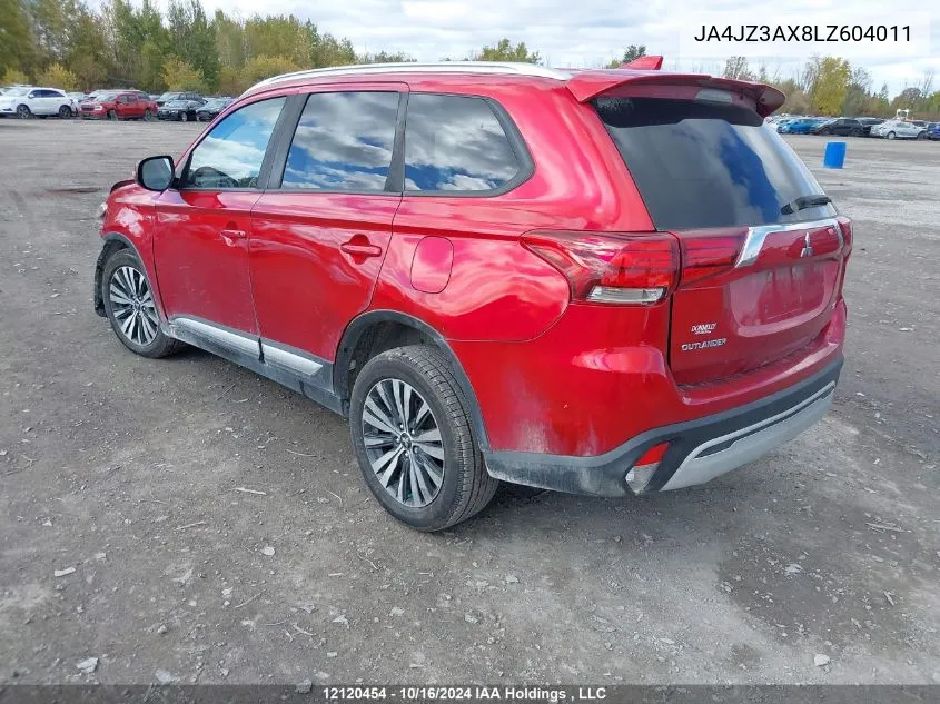 2020 Mitsubishi Outlander VIN: JA4JZ3AX8LZ604011 Lot: 12120454