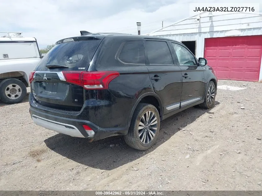 2020 Mitsubishi Outlander Es 2.4 S-Awc/Le 2.4 S-Awc/Se 2.4 S-Awc/Sel 2.4 S-Awc/Sp 2.4 S-Awc VIN: JA4AZ3A32LZ027716 Lot: 39542962