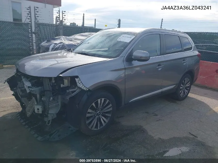 2020 Mitsubishi Outlander Es 2.4 S-Awc/Le 2.4 S-Awc/Se 2.4 S-Awc/Sel 2.4 S-Awc/Sp 2.4 S-Awc VIN: JA4AZ3A36LZ043241 Lot: 39753590