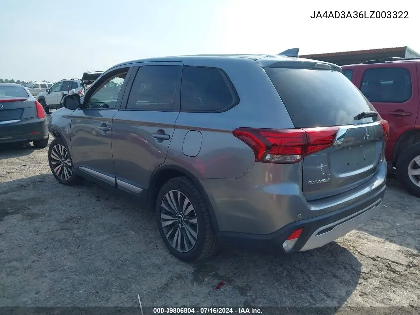 JA4AD3A36LZ003322 2020 Mitsubishi Outlander Se 2.4