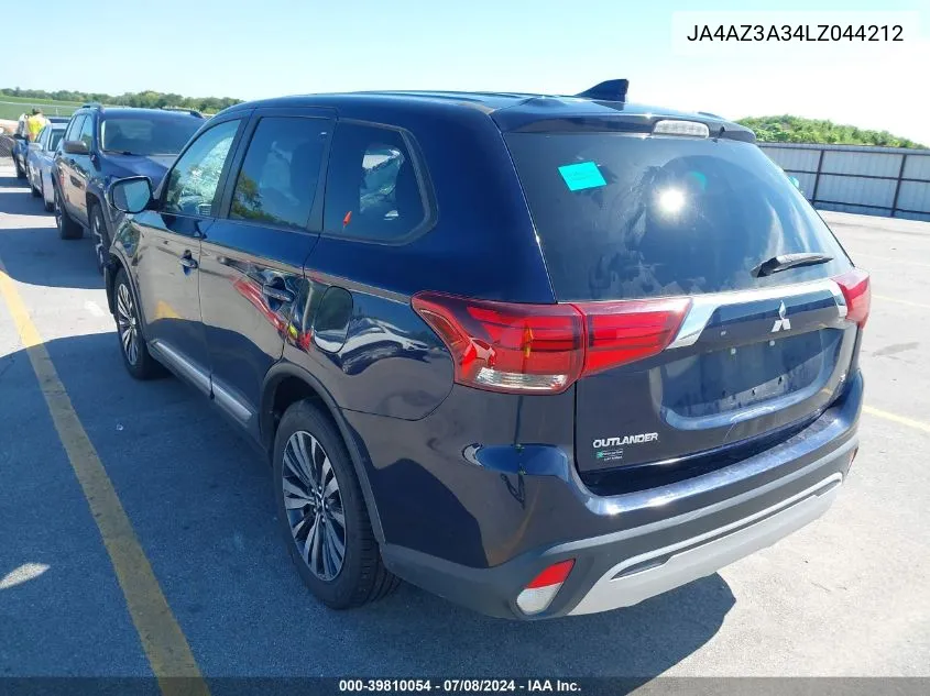 2020 Mitsubishi Outlander Es 2.4 S-Awc/Le 2.4 S-Awc/Se 2.4 S-Awc/Sel 2.4 S-Awc/Sp 2.4 S-Awc VIN: JA4AZ3A34LZ044212 Lot: 39810054