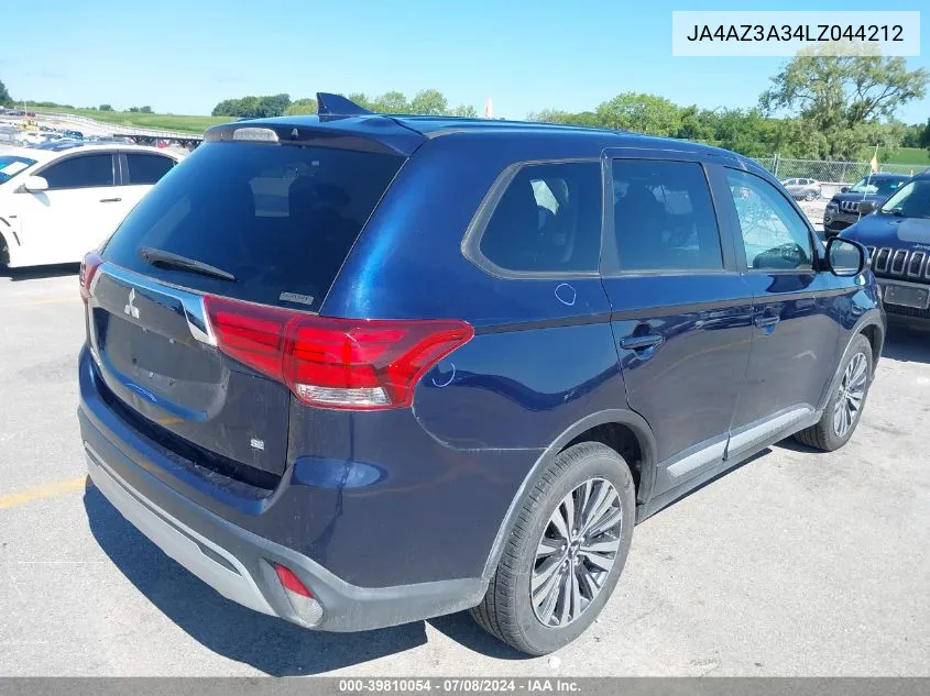 2020 Mitsubishi Outlander Es 2.4 S-Awc/Le 2.4 S-Awc/Se 2.4 S-Awc/Sel 2.4 S-Awc/Sp 2.4 S-Awc VIN: JA4AZ3A34LZ044212 Lot: 39810054