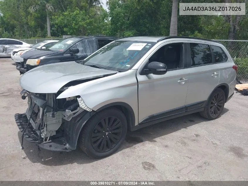 2020 Mitsubishi Outlander Le 2.4/Se 2.4/Sel 2.4/Sp 2.4 VIN: JA4AD3A36LZ017026 Lot: 39810271