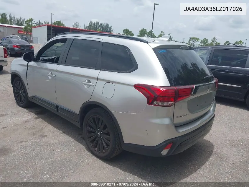 2020 Mitsubishi Outlander Le 2.4/Se 2.4/Sel 2.4/Sp 2.4 VIN: JA4AD3A36LZ017026 Lot: 39810271