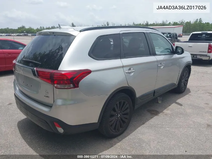 JA4AD3A36LZ017026 2020 Mitsubishi Outlander Le 2.4/Se 2.4/Sel 2.4/Sp 2.4