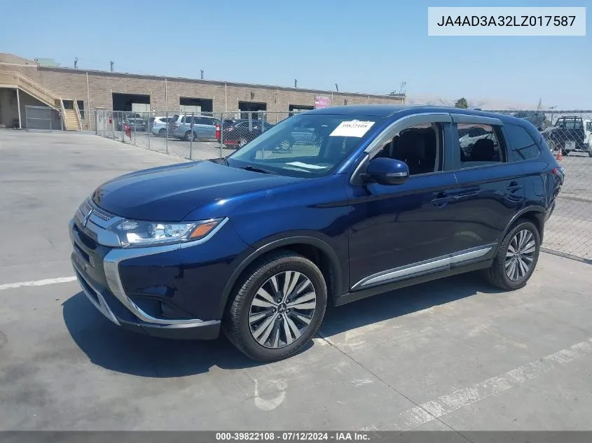 JA4AD3A32LZ017587 2020 Mitsubishi Outlander Se 2.4