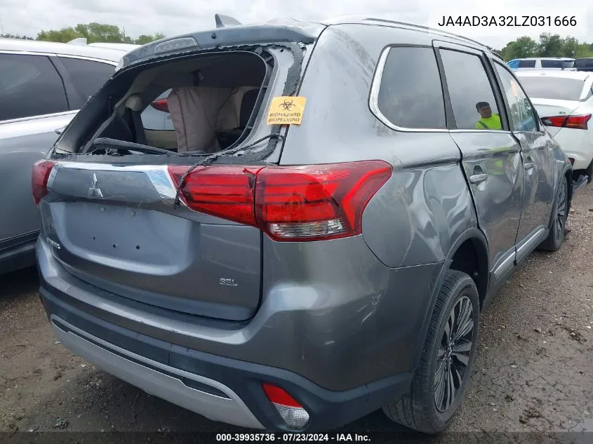 2020 Mitsubishi Outlander Sel 2.4 VIN: JA4AD3A32LZ031666 Lot: 39935736