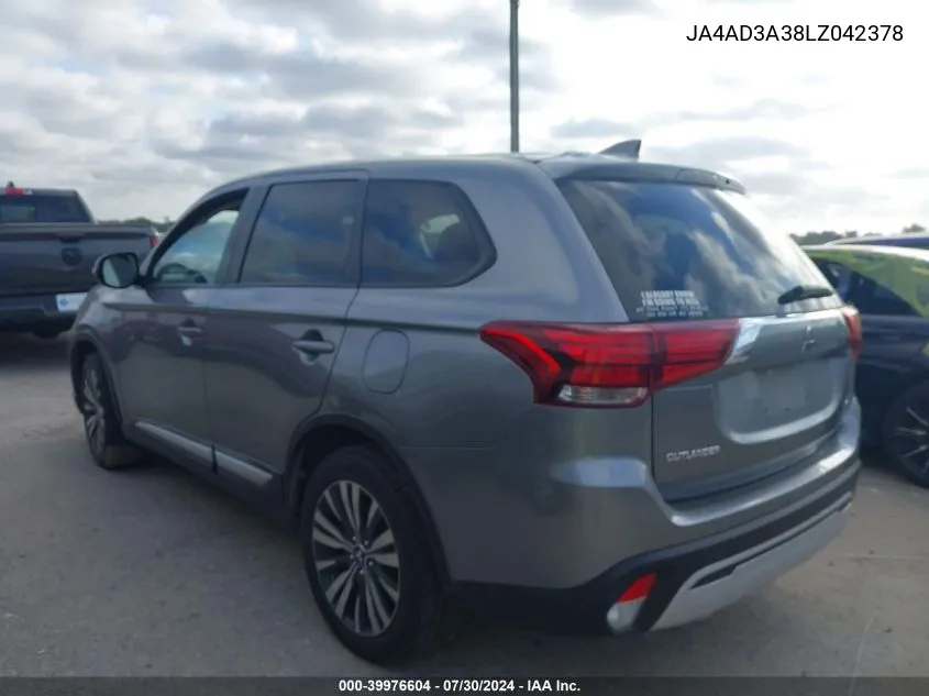 2020 Mitsubishi Outlander Se/Sel/Le VIN: JA4AD3A38LZ042378 Lot: 39976604