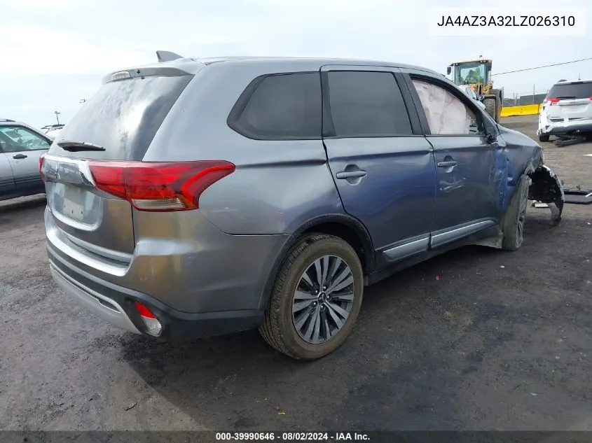 2020 Mitsubishi Outlander Es 2.4 S-Awc/Le 2.4 S-Awc/Se 2.4 S-Awc/Sel 2.4 S-Awc/Sp 2.4 S-Awc VIN: JA4AZ3A32LZ026310 Lot: 39990646