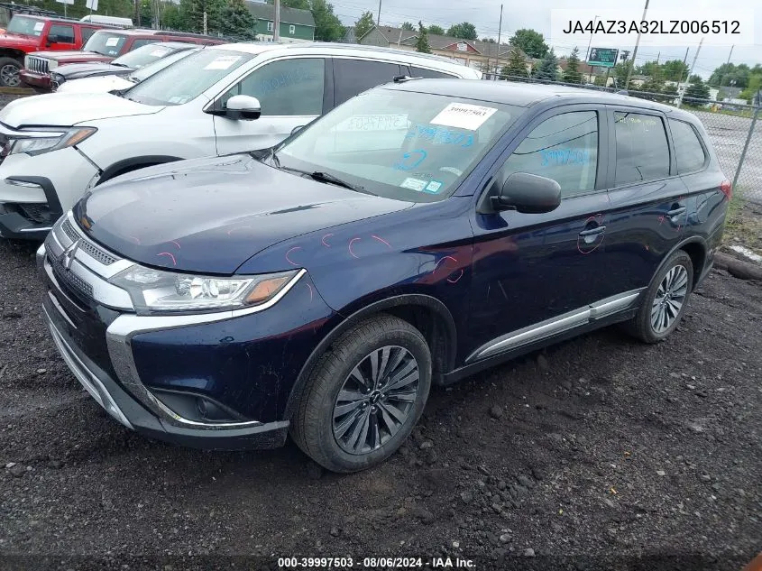 2020 Mitsubishi Outlander Es 2.4 S-Awc VIN: JA4AZ3A32LZ006512 Lot: 39997503