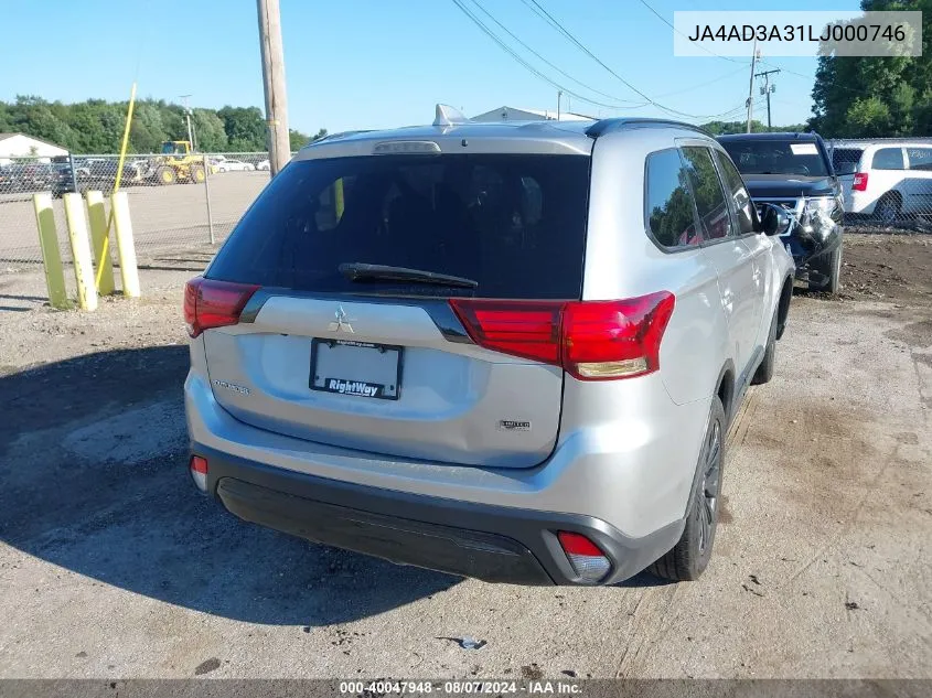 2020 Mitsubishi Outlander Le 2.4 VIN: JA4AD3A31LJ000746 Lot: 40047948