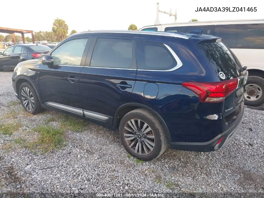 2020 Mitsubishi Outlander Sel 2.4 VIN: JA4AD3A39LZ041465 Lot: 40077381